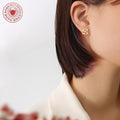 Square Cherry Enamel Stud Earrings Gold Steel Pair view 3
