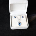 Blue Evil Eye Pendant Necklace and Stud Earring Set view 6