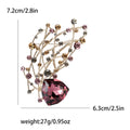 Purple Crystal Vine Branch Brooch Gold Rhinestone Floral Pin view 6