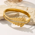 Gold Leaf Cutout Bangle Bracelets Mixed Hinge Styles view 4