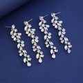 Gold Tone Silver Tone Flower Tassel Crystal Two Designs Metal Dangle Earrings view 3