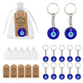 Blue Turkish Evil Eye Round Glass Keychain Ring Metal Charm view 1