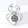 Enamel Rhinestone Spider Brooch Striped Body Blue Black view 2