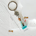 Blue Glass Message Bottle and Shell Split-Ring Keychain view 3