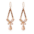 Red Gold Tone Ribbon Bow Tassel Crystal Five Designs Metal Dangle Earrings view 9