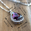Purple Pear-Shaped Solitaire Halo Pendant Necklace In Silver Tone view 4