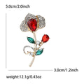 Rhinestone Rose Teardrop Crystal Stem Flower Brooch Pin view 6