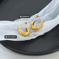 Dimpled Cheese Texture Geometric C-Hoop Stud Earrings view 2
