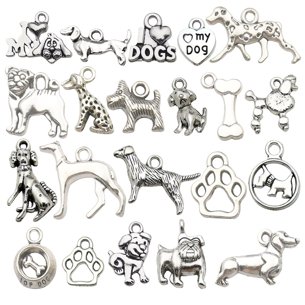 Antique Silver Zinc Alloy Dog Animal Charm Pendant Style 5779 for Bracelet Necklace DIY
