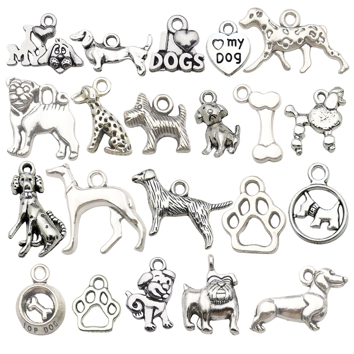 Antique Silver Zinc Alloy Dog Animal Charm Pendant Style 5779 for Bracelet Necklace DIY