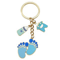Eight Blue and Pink Baby Outfit Footprint Keychain Designs view 5