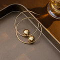 Gold and Silver Oversized Ball Tip Open C Hoop Earrings view 2