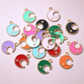 Colorful Enamel Crescent Moon and Star Charms in Eleven Options view 2