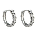 Silver Mini Huggie Hoop Assortment CZ Knot Bamboo Mix view 5