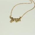 Gold Tone Gothic Script Angel Nameplate Pendant Necklace view 3
