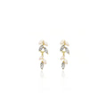Gold Leaf Clear Look Pearl Look Climber Stud Earrings view 5