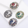 Layered Crystal Ring Brooch With Marquise Leaf Cluster in Four Colors view 1