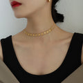 Double Layer Rhombus Sequin Choker Necklace Gold Steel Rose view 4