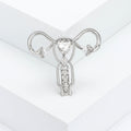 Silver Gold Crystal Uterus Brooch Pearl Rhinestone Pin view 6