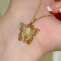 Gold and Silver Tone Filigree Butterfly Necklaces Polished Jewelry Accessory view 3