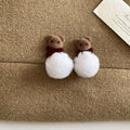 Bear and Pom Pom Drop Stud Earrings in Three Color Styles view 8