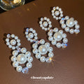 Silver Pearl Cluster Crystal Drop Earrings Decorative Jewelry view 4