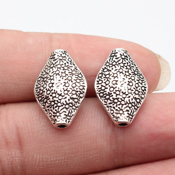 Antique Silver Stippled Marquise Small Hole Metal Bead