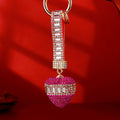 Baguette Band Crystal Heart Keychains with Straps and Plain Options view 6