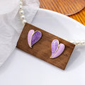 Purple and Yellow Sculptural Half Heart Stud Earrings view 6