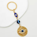 Rhinestone Evil Eye Beaded Chain Keychain Gold Tone view 6