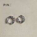 Textured Molten Metal Huggie Hoop Earrings Gold Silver Tone view 4