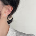 Mini Gold Butterfly Stud Earrings Cream Enamel Crystal Center view 3