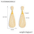 Gold Black White Stripe Teardrop Enamel Dangle Drop Earrings view 7