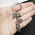 Antique Silver Seahorse Starfish and Shell Ocean Charm Keychain view 2