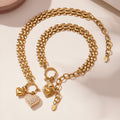 Crystal Heart Watch Chain Necklace and Bracelet Collection view 2