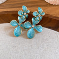 Floral Drop Earrings in Pink Purple White and Blue view 9
