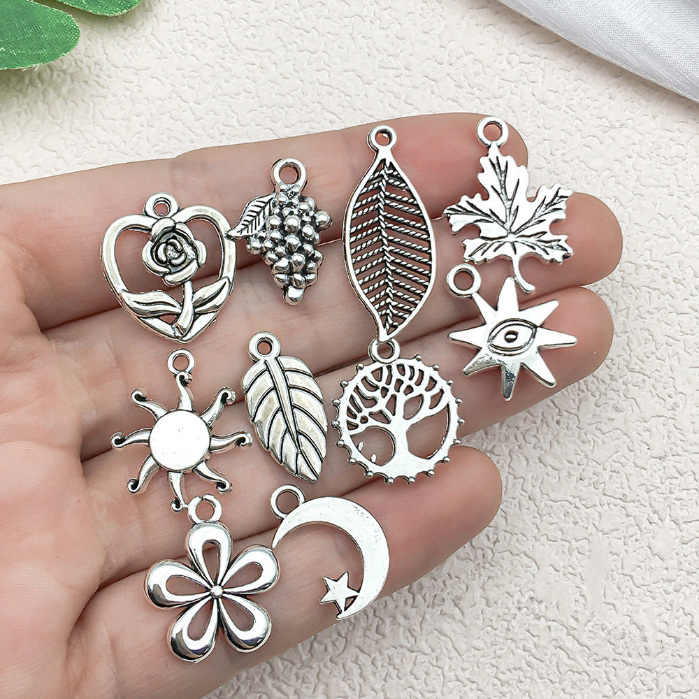 Zinc Alloy Star Moon Sun Leaf Rose Flower Charm Pendants for DIY Bracelet Necklace