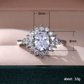 Silver Tone Round Clear Stone Double Floral Halo Ring view 5