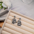 Metal Leaf Tassel Drop Stud Earrings Gold Or Silver view 7