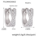 Crystal Crossed and Baguette Hoop Earrings in Gold and Silver Tone view 9