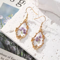 Gold Tone Pressed Flower Resin Drop Earrings 7 Shapes view 7