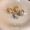 Rounded Oval Metal Stud Earrings For Women Jewelry view 1