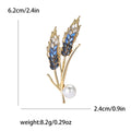 Wheat Stalk Brooch Gold-Tone Wheat Stalks Crystal Accent Pin view 7