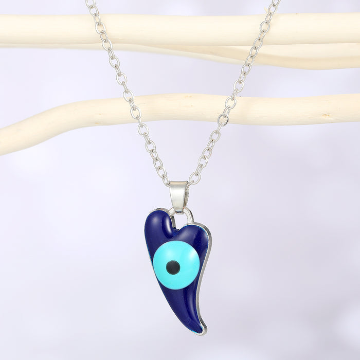 Silver Tone Chili Pepper Evil Eye Pendant Necklaces in Two Colors