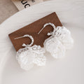 Four Color Crackle Petal Cluster Silver C Hoop Earrings view 9