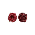 Deep Pink Preserved Rose Stud Earrings With Glossy Petals view 5