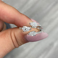 Silver Triple Teardrop Open Adjustable Clear Stone Ring view 3
