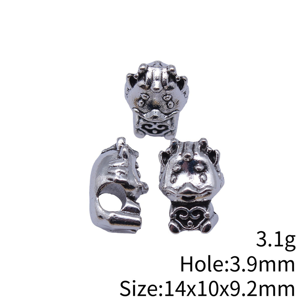 14x10x9.2mm 3.1g Antique Silver Zinc Alloy Heart Dragon Large Hole Beads for Bracelet Necklace DIY