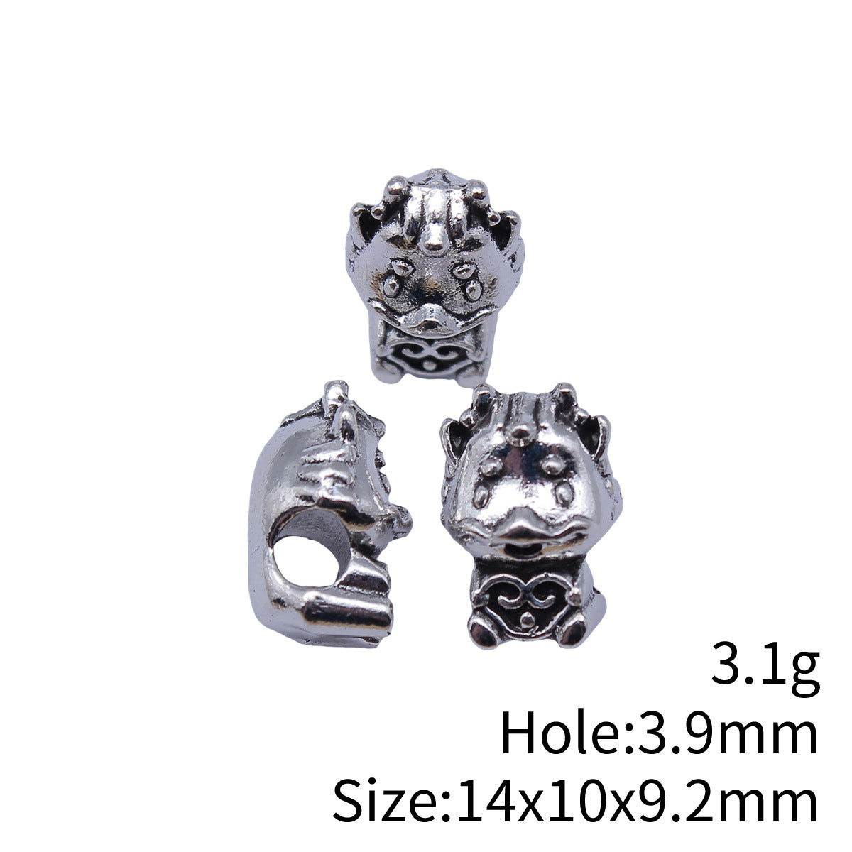 14x10x9.2mm 3.1g Antique Silver Zinc Alloy Heart Dragon Large Hole Beads for Bracelet Necklace DIY