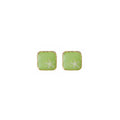Light Green Square Flower Emboss Stud Earrings Gold Edge view 1